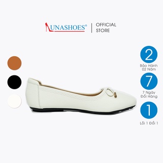 Giày mũi tròn nữ LUNASHOES 1506 giầy bệt có nơ da bò bảo hành 2 năm búp bê xinh xắn