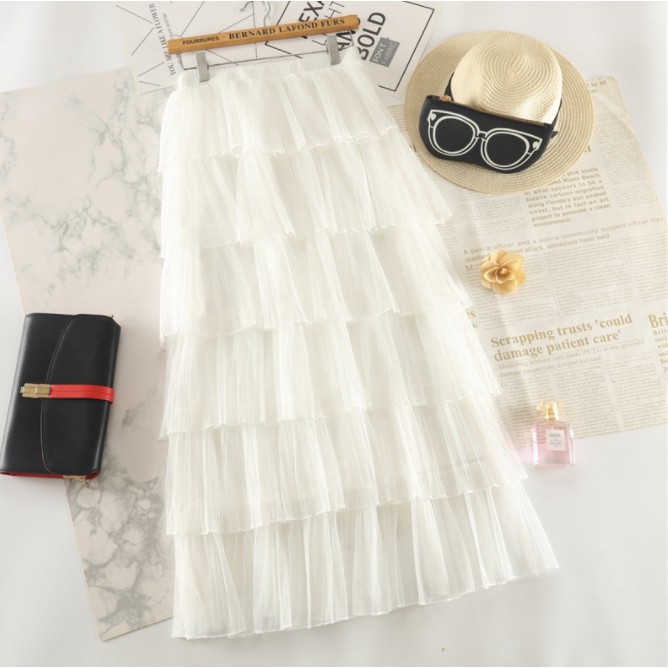 Chân Váy Ren Tua Rua Nhiều Tầng Kiểu Hàn Quốc - Chân Váy Dài 6 tầng - mã 0026 | BigBuy360 - bigbuy360.vn
