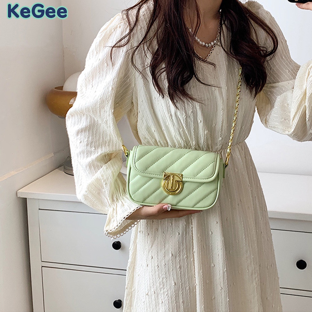 Túi xách nữ KeGee Túi Đeo Chéo Da PU Dây Xích Phong Cách Hàn Quốc Thời Trang Cho Nữ