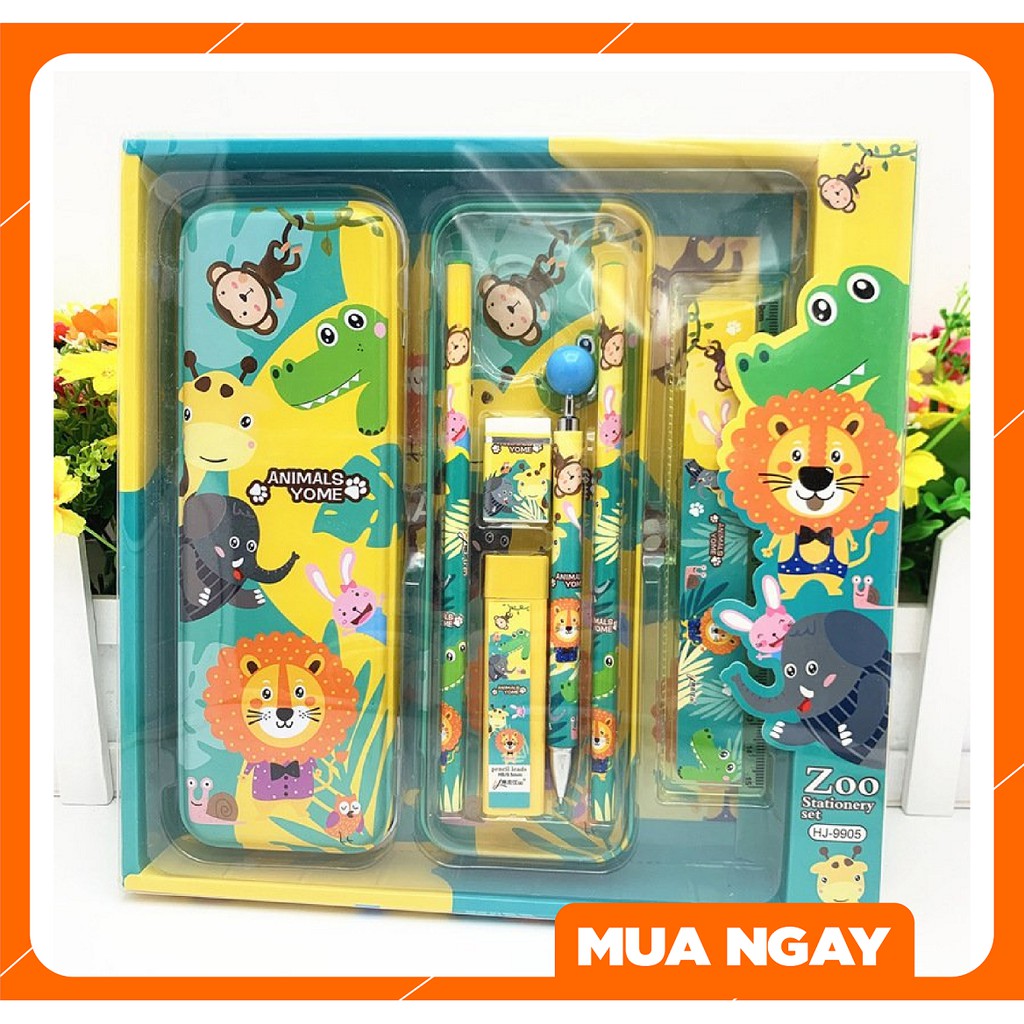 Quà tặng/Bộ đồ dùng học tập họa tiết động vật SIÊU ngộ nghĩnh Animal World - KKstore