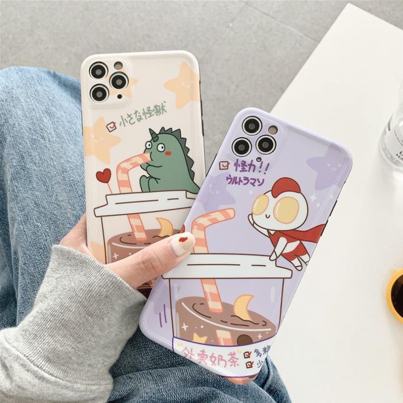 Ốp lưng iphone Trà sữa Ultraman khủng long IMD 6/6plus/6s/6s plus/7plus/8plus/x/xs/xsmax/11/11 promax DT06- Dino Case