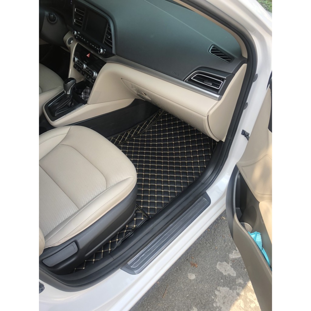 Thảm sàn ô tô 5D 6D cho xe Huyndai elantra 2014-2021 Da xịn, không mùi, bền, thân thiện