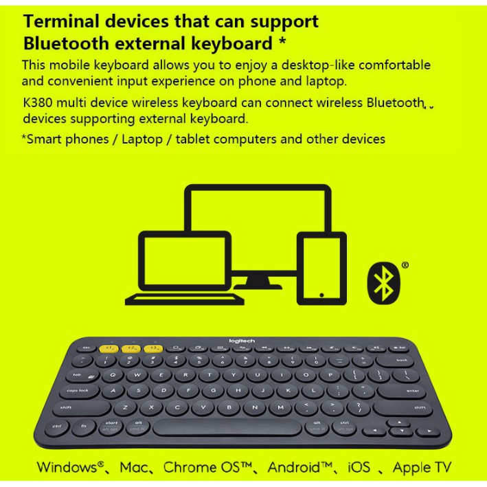 Logitech K380 multi-keyboard device wireless Bluetooth keyboard ultra-mini silent computer keyboard