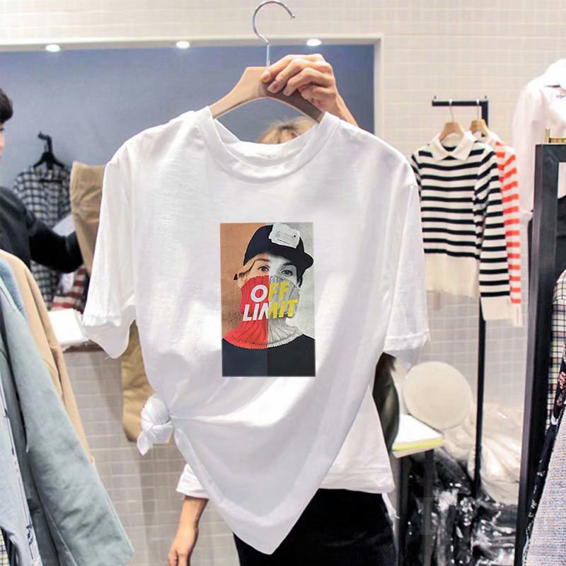 Áo Thun In Hoạt Hình Phong Cách Hàn Quốc Thời Trang Mùa Hè Dành Cho Nữ  Áo Thun Tay Ngắn Plus Size Cho Nữ