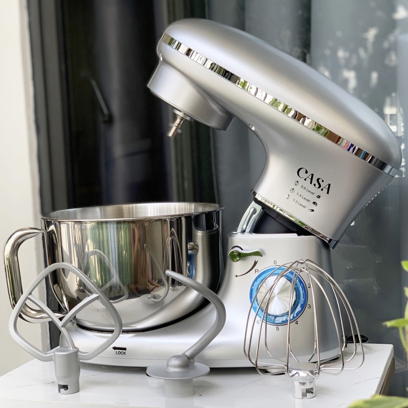 Máy trộn bột CASA màu bạc 5.5 lít 1500w, hàng xuất Đức, Anh, Mỹ