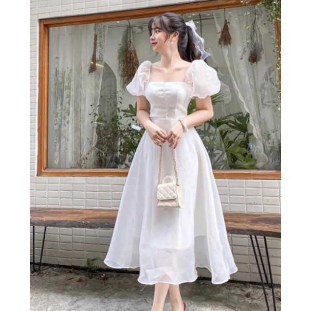 Đầm nữ trắng dễ thương cực hot đính cườm dự tiệc dạo phố cực xinh chất đẹp như hình[ vải may 2 lớp] | BigBuy360 - bigbuy360.vn