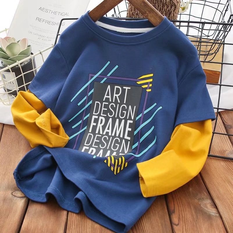 Áo Thun Dài Tay Cổ Tròn In Họa Tiết Thời Trang Mùa Thu 2022 Mới Cho Bé Trai