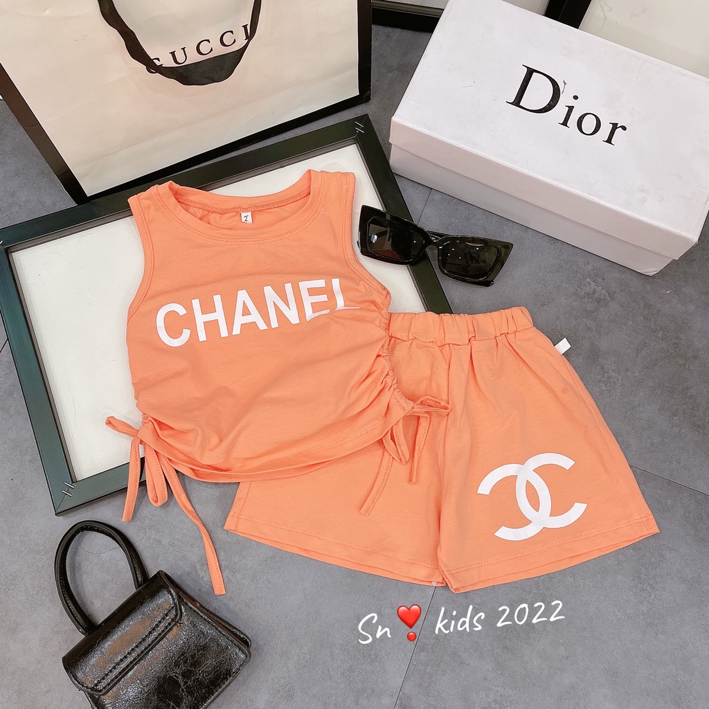 Quần áo bé gái, bộ quần áo sát nách C..N rút 2 bên hông sành điệu cho bé