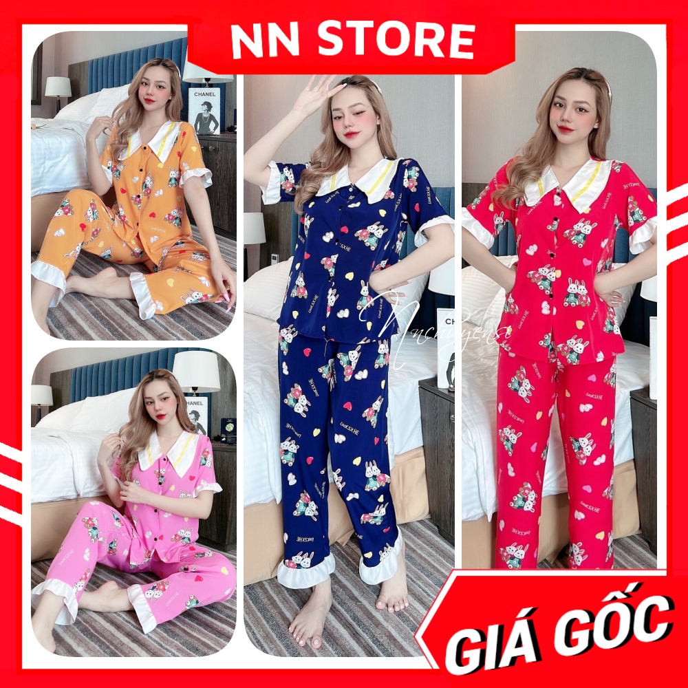 Đồ bộ nữ mặc nhà cổ bèo tiểu thư in bò sữa in hình doremon in hình hoạt hình dễ thương BLH lụa hàn tổng hợp