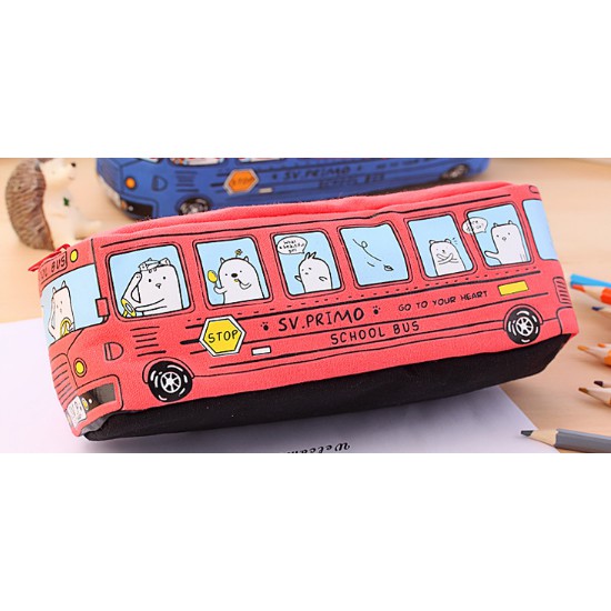 Hộp bút Bóp viết hoạt hình xe buýt mèo dễ thương ( túi hộp đựng bút xe bus )