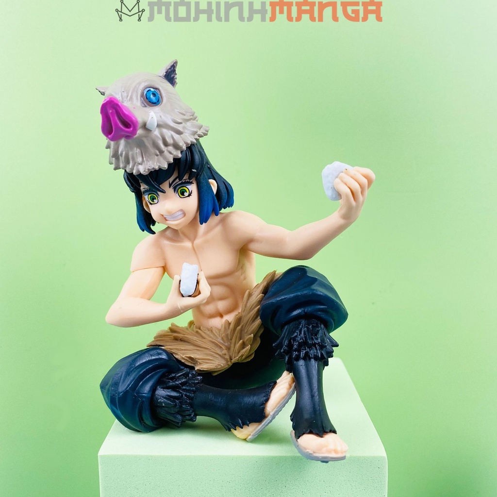 Mô hình nhân vật Kimetsu No Yaiba ngồi ăn cơm nắm Thanh gươm diệt quỷ cứu nhân Tanjiro Đại trụ Nezuko Zenitsu Muichiro