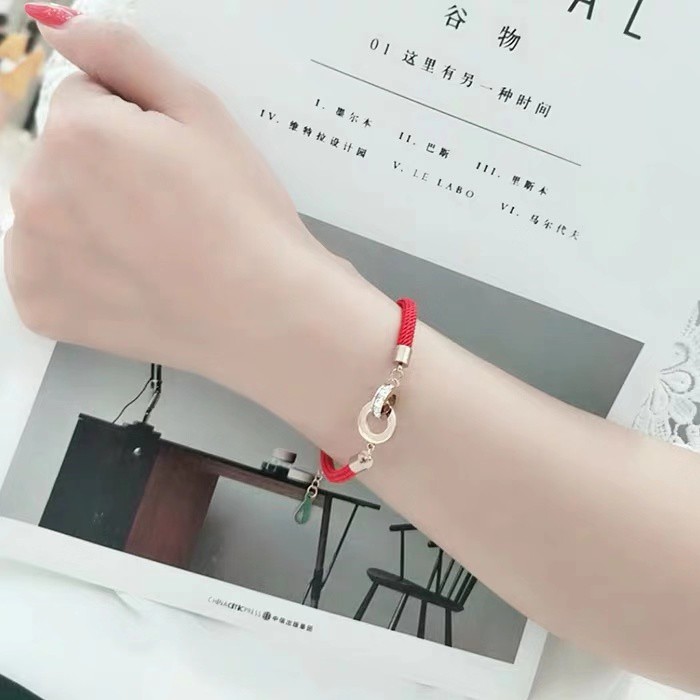 Vòng Tay Dây Đôi Bằng Thép Titan Mạ Vàng 18K Phong Cách Âu Mỹ Sang Trọng Cho Nữ