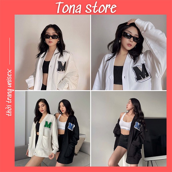 Áo cardigan nỉ bông cotton unisex dưới 85kg tonastore - Thêu logo M missout