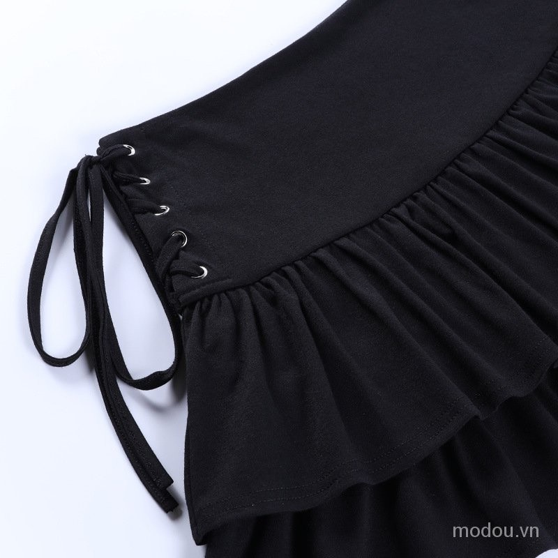 Chân váy mini lưng cao ôm dáng thắt dây hợp thời trang cho nữ