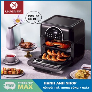 Nồi chiên không dầu điện tử liven kz-d1002 dung tích 10l 1500w có lồng và trục quay bảo hành 12 tháng