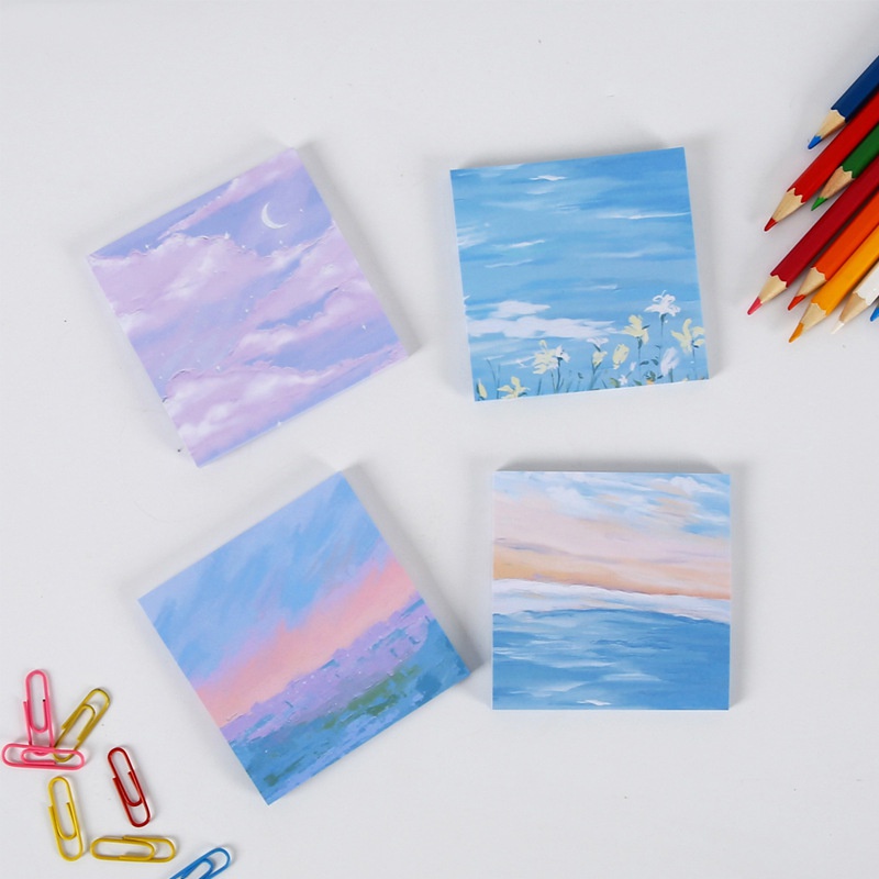 Set 2 Tập Giấy Dán Ghi Chú Hình Mặt Trăng / Mặt Trời / Ngôi Sao