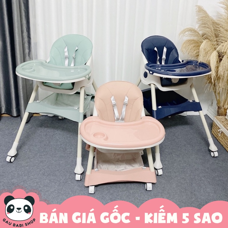 GHẾ ĂN DẶM GẤP GỌN 9BABY MẪU MỚI ĐẦY ĐỦ ĐỆM NGỒI - MẪU CÓ BÁNH XE