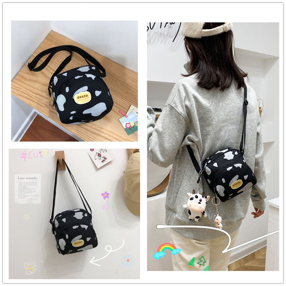 Túi đeo chéo có thể đeo vai họa tiết bò sữa thời trang sành điệu cho nữ