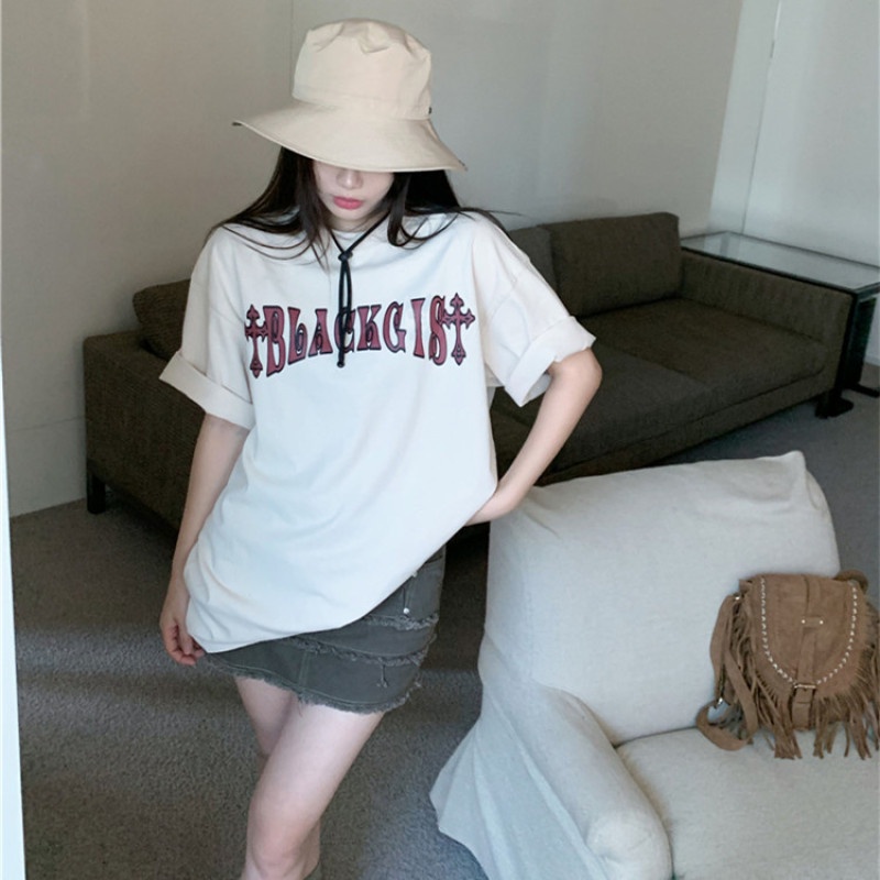 Áo Thun Ngắn Tay Dáng Rộng In Hình Vui Nhộn Phong Cách Hiphop Giản Dị Thời Trang