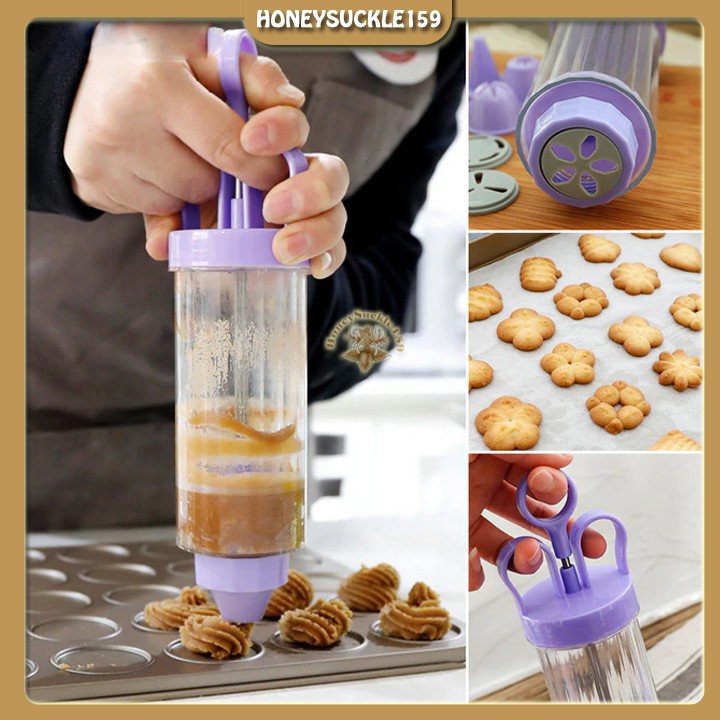 [Ảnh Thât+Video]Khuôn Nhấn Bánh Quy Cookies Press 10 Mặt Và 8 Đầu Trang Trí Bánh Kem