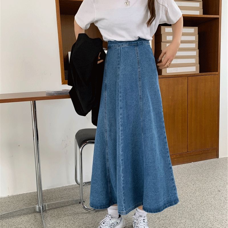 Chân Váy Jean Dáng Xoè Dài Taobao Order Phong Cách Hàn