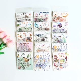 Set 40 sticker washi trang trí planner, scrapbook