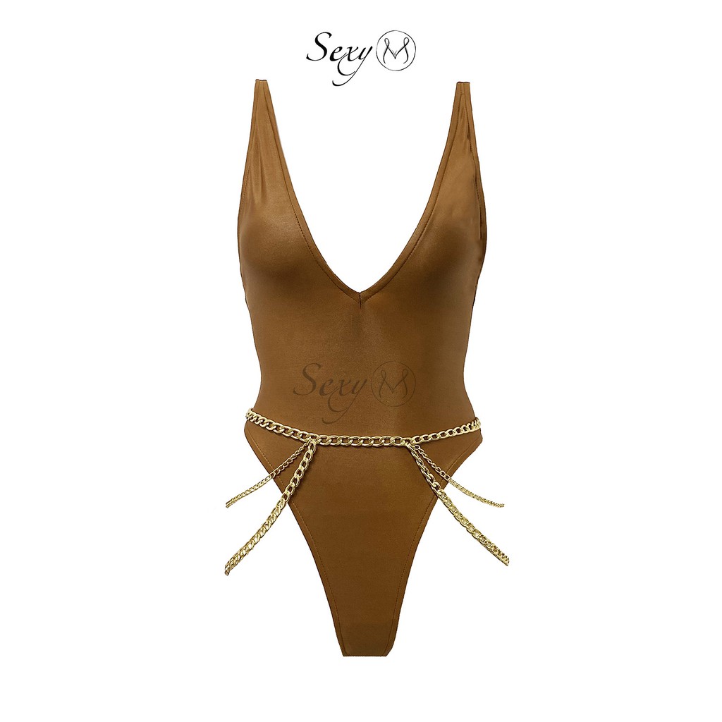 Sexy M Bộ đồ bơi Bodysuit kèm xích chống thấm nước B083X