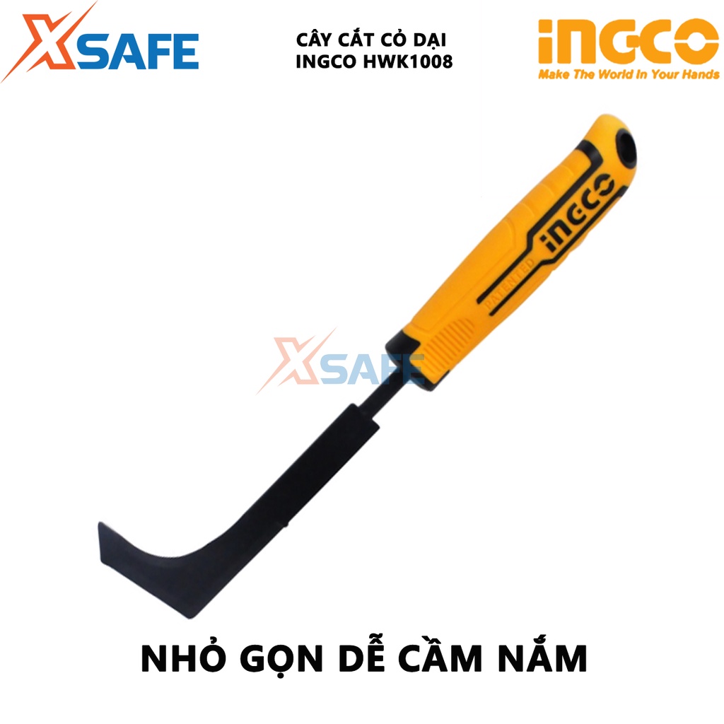 Cây cắt cỏ Ingco HWK1008 Lưỡi liềm cắt cỏ cầm tay, thép carbon, chiều dài 310mm, dùng làm vườn, cắt tỉa cỏ dại - [XSAFE]