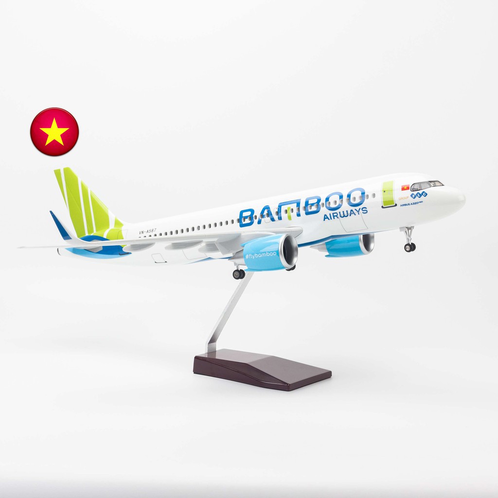 Mô hình máy bay Bamboo Airways Airbus A320 47cm lắp ráp có đèn led ...