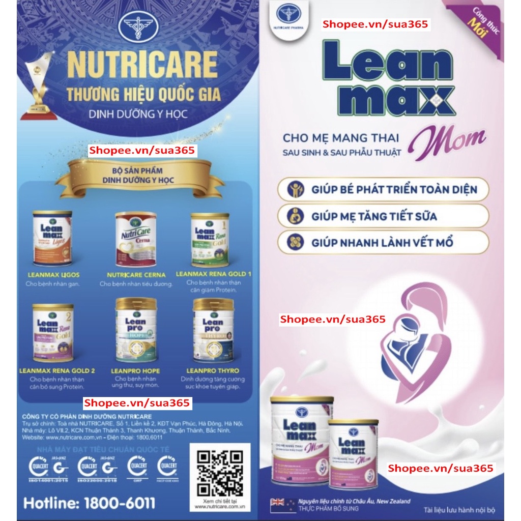 Sữa Leanmax Mom - ( Đủ Loại: 850g và 400g ) - ( Dành cho mẹ mang thai và cho con bú ) - Date Luôn Mới