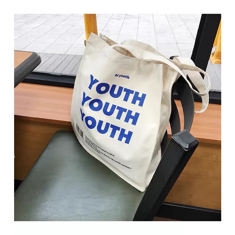 Túi Tote Túi Vải Canvas Hàng Quảng Châu Loại 1 In Chữ YOUTH [Ảnh Thật]