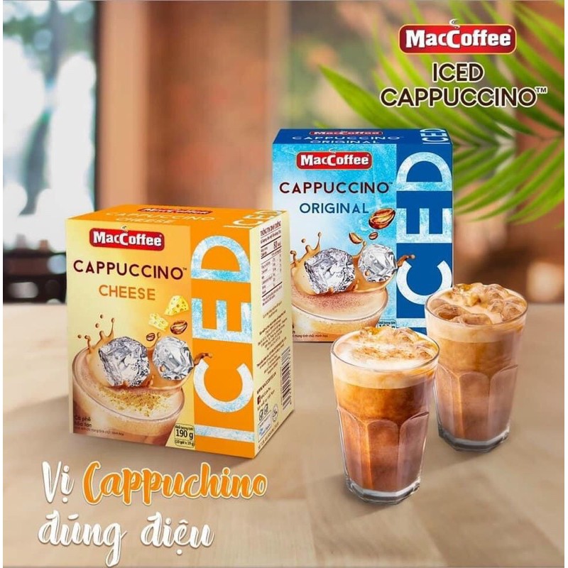 Dây 10 Gói Cà phê Cappuccino Maccoffee Vị Phô Mai/ Truyền Thống 19g
