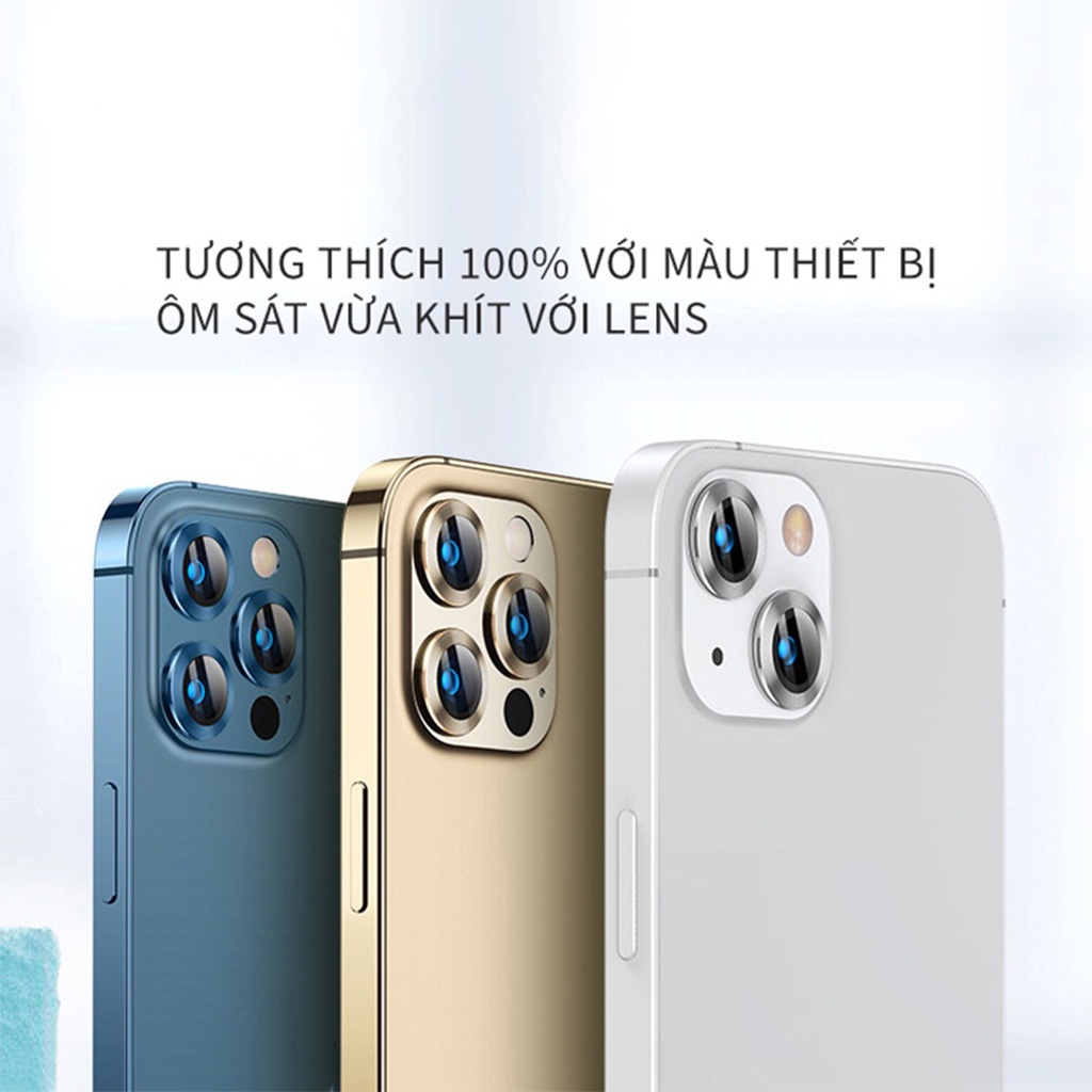 Bộ Kính Cường Lực Bảo Vệ Camera Titan Chống Trầy Xước Màu Nguyên Bản Cho ip 11/12/13 mini/pro/promax