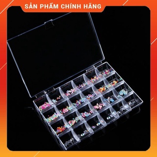 Khay mica đựng charm , đá nail , hoa bột 24 ô