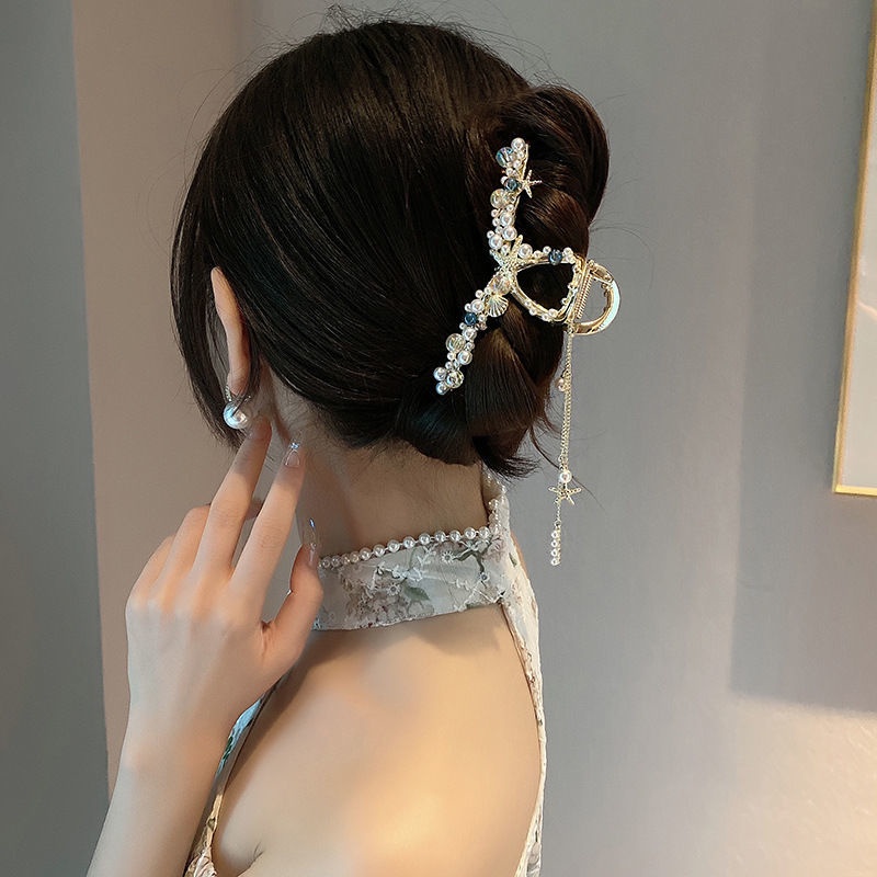 Kẹp Tóc Hình Hoa Lan Phối Tua Rua Phong Cách Mới