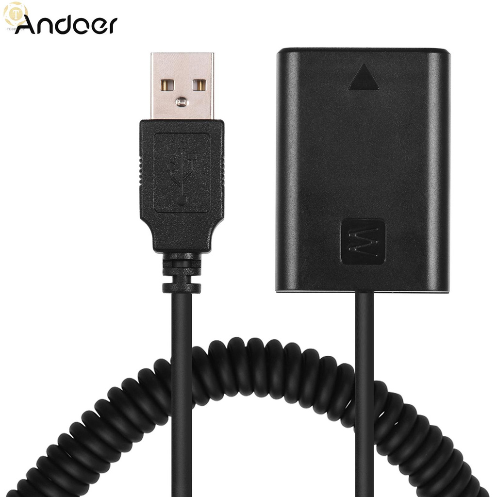 Shipped within 12 hours】 Andoer 5V USB NP-FW50 Dummy Battery Pack Coupler Adapter with Flexible Spring Cable Compatible with Sony A7 A7II A7R A7S A7RII A7SII A6000 A5000 A3000 NEX5 NEX3 ILDC Camera Connector [TO]