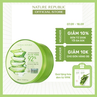 Nature Republic Kem dưỡng da Soothing & Moisture Aloe Vera 92% Soothing Gel (Jar) 300ml