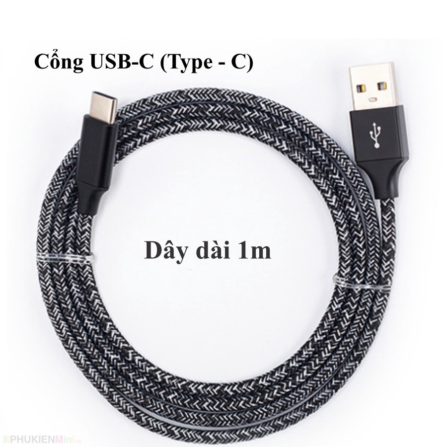 Dây cáp sạc cổng USB-C (Type C) siêu dài 2 mét, 3 mét dây dù bện chống đứt, chống xoắn rối giá rẻ