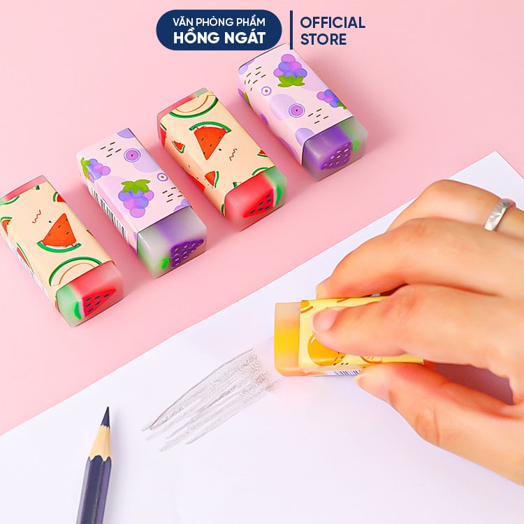 Tẩy bút chì hoa quả HCN, đồ dùng học tập dễ thương gôm tẩy cute giá rẻ làm quà tặng học sinh văn phòng phẩm T34