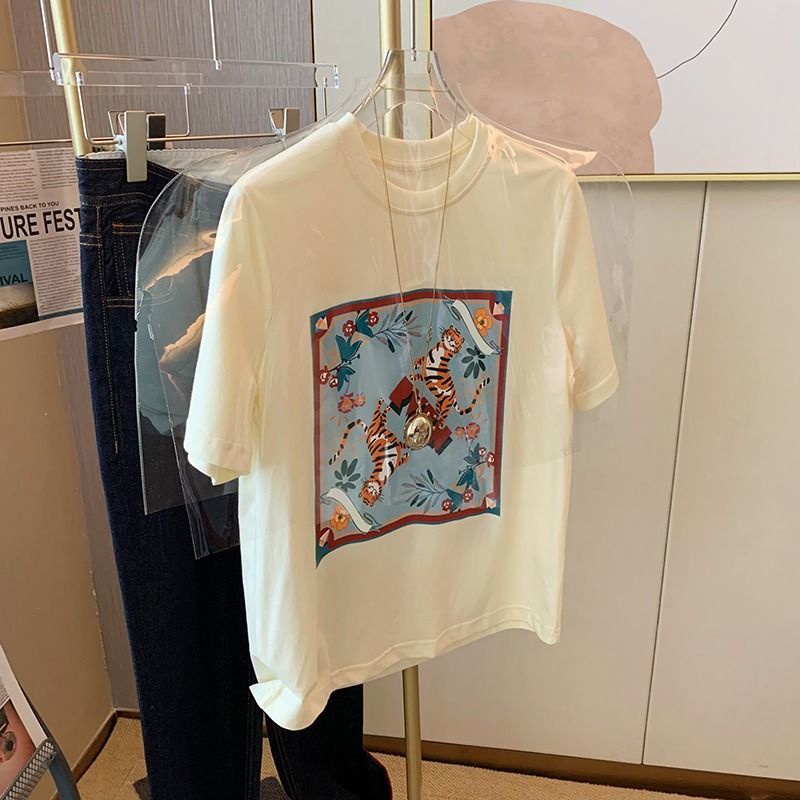 Áo Thun Nữ Tay Ngắn In Hình Hổ Thời Trang Xuân Hè Hàng Mới