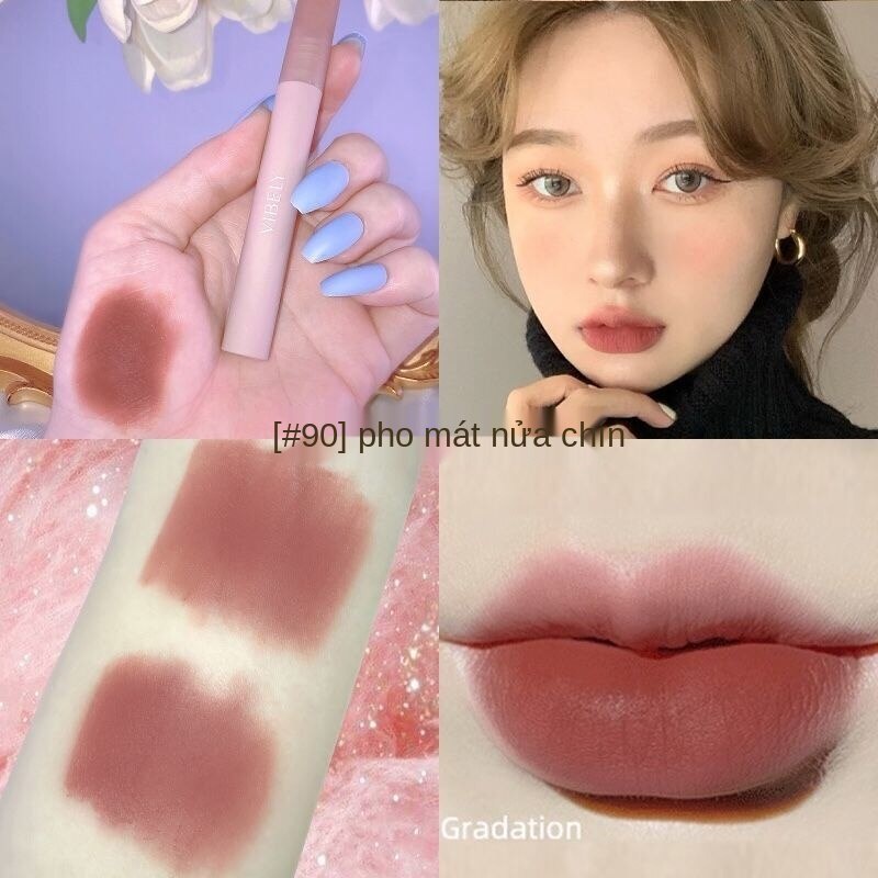 Korean Chestnut Lip Lacquer, Chestnut Brown Mud Color Lipstick, Velvet, Matte Finish Lip Mud, Lipstick, No Fading, Easy to Push, Gentle and Graceful, Student, Female