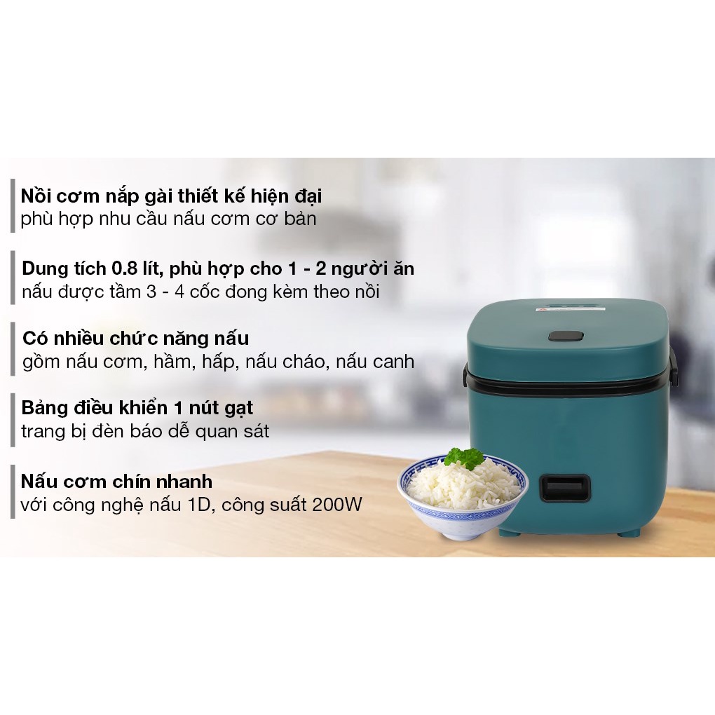 Nồi Cơm Điện Mini Đa Năng JIASHI 1,2L JWS-6661B ( Nấu Cơm Ngon, Nấu Cháo, Hầm, Hấp Luộc) Có Quà Tặng Kèm