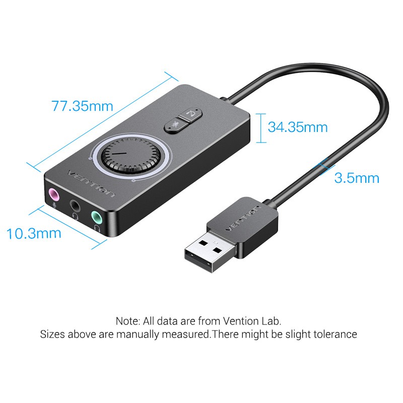 Bộ Điều Hợp Âm Thanh Stereo Rời Vention Cổng Usb 2.0 Có Điều Khiển Âm Lượng Nối Cổng Usb Với Cổng 3.5mm