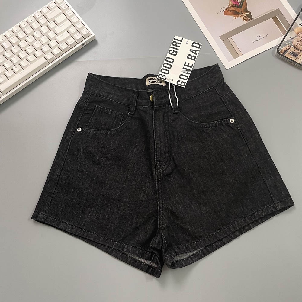 Quần Jeans Short Nữ Basic Lưng Cao Lai Cuốn 2 màu (Hinh shop tự chụp kèm video)