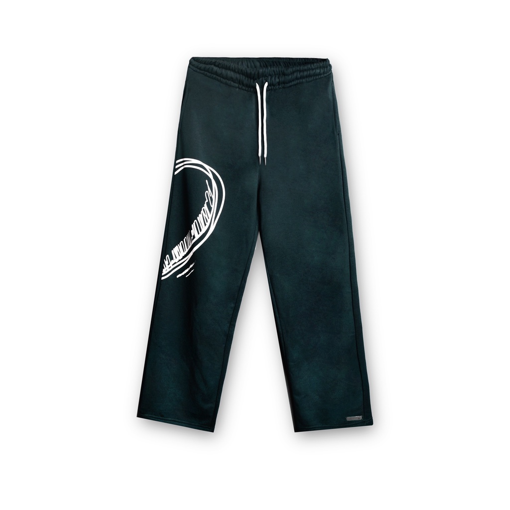 QUẦN NỈ / HALF HEART PANTS - DARK GREEN / QUẦN NỈ IN 1/2 TRÁI TIM - XANH RÊU