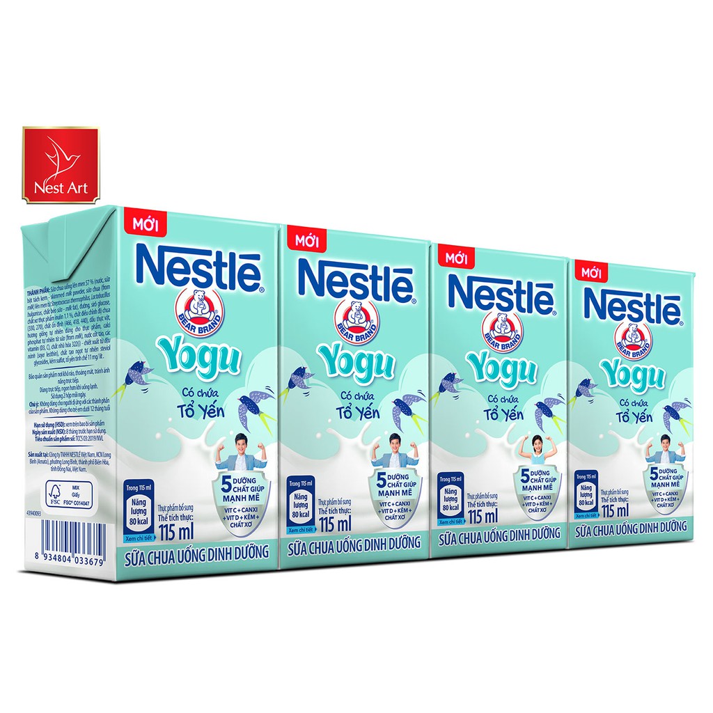 Thùng 48 hộp sữa chua uống Nestlé Yogu có chứa tổ yến 115ml