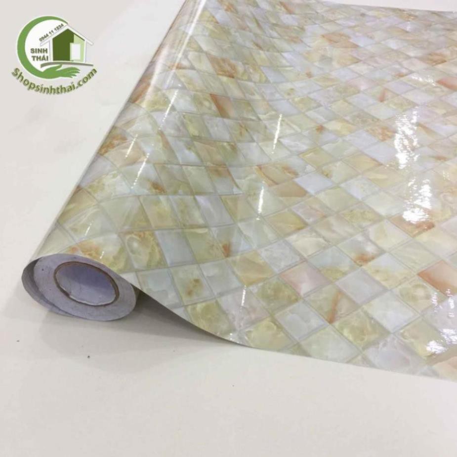 Giấy dán tường giả gạch mosaic màu vàng -  - có sẵn keo