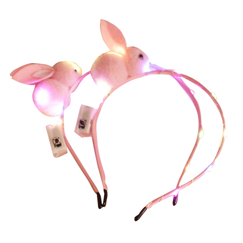 Băng Đô Cài Tóc Hình Thỏ Bông Phát Sáng Dễ Thương