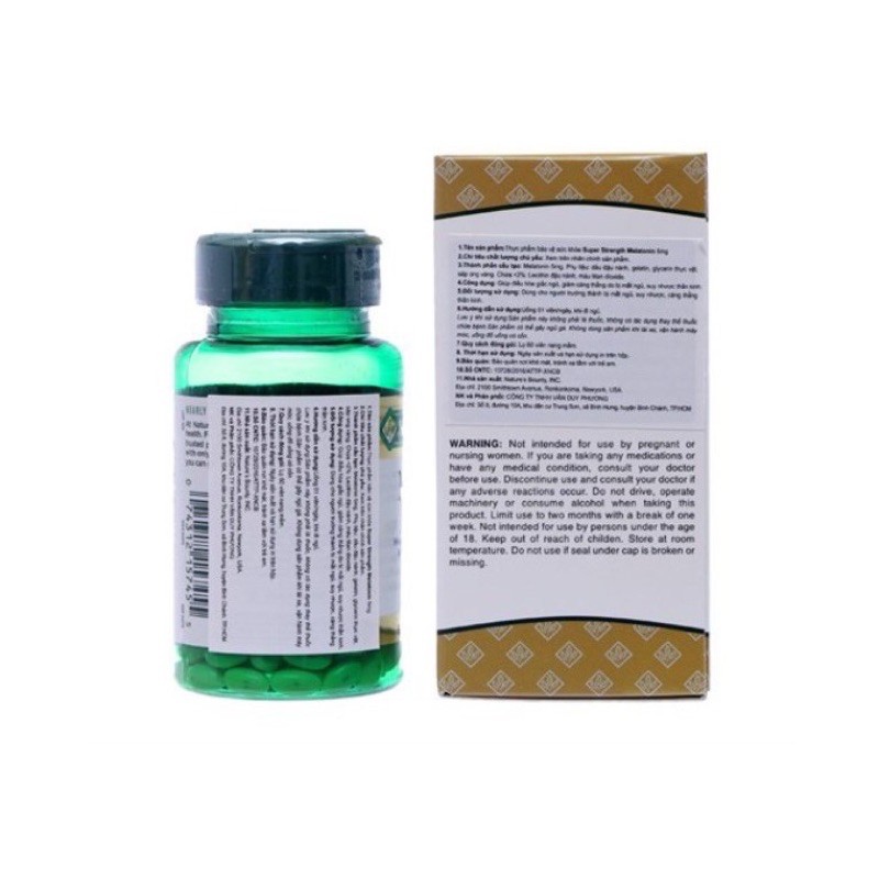 Viên uống điều hoà giấc ngủ Melatonin 5mg Nature's bounty - Hộp 60 viên