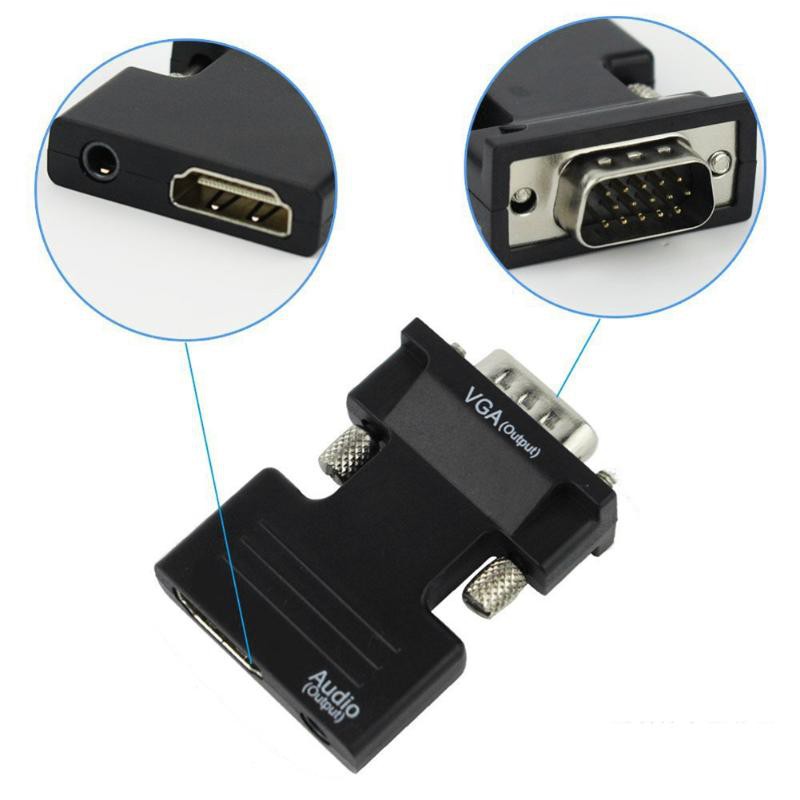 Đầu Chuyển Đổi 1080P HDMI Cái Sang VGA Đầu Đực Với Cáp Âm Thanh